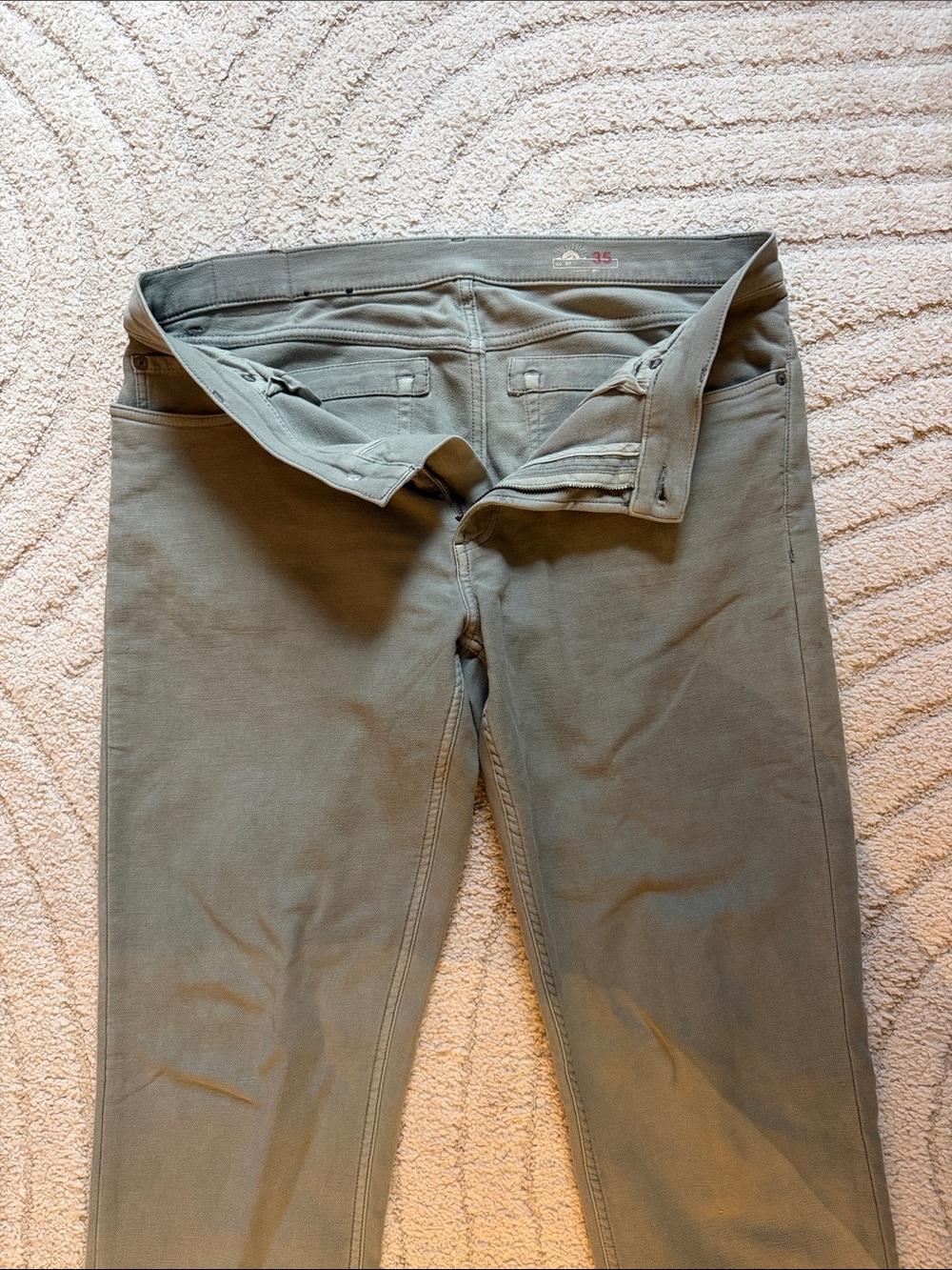 Faherty 5 pocket stretch terry Pine Forest Green Pants men